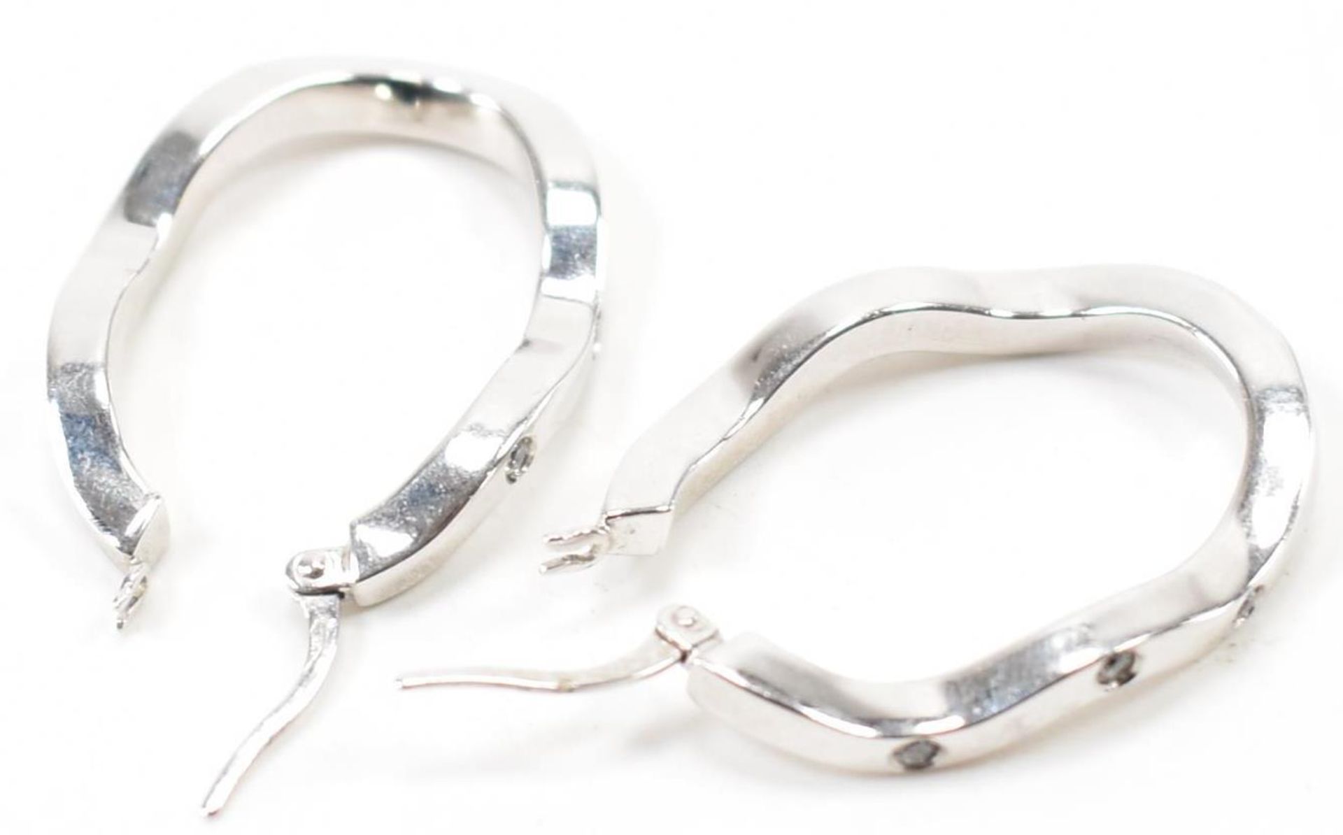 PAIR OF HALLMARKED 9CT WHITE GOLD & CZ HOOP EARRINGS - Image 3 of 4