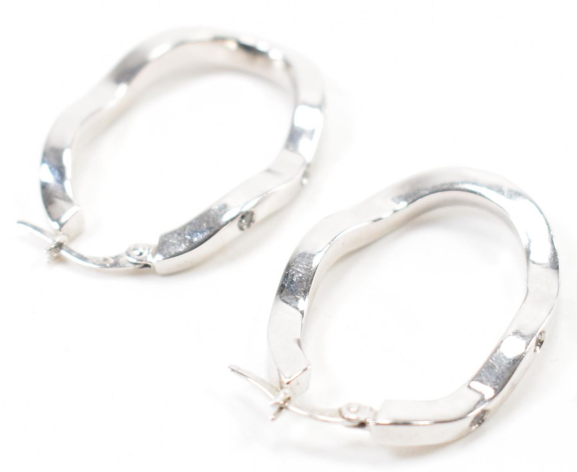 PAIR OF HALLMARKED 9CT WHITE GOLD & CZ HOOP EARRINGS - Image 2 of 4