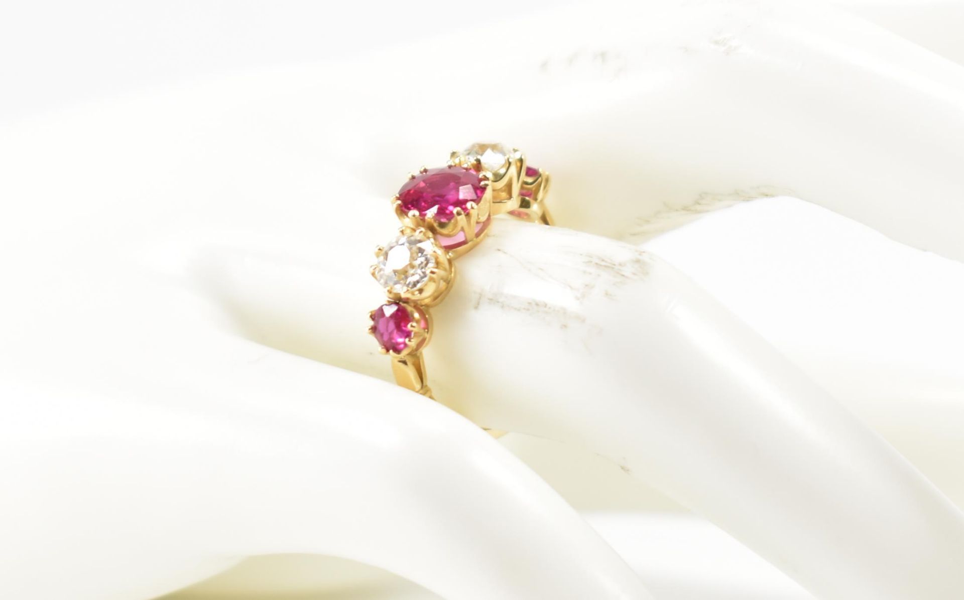 RUBY & DIAMOND FIVE STONE RING - Image 8 of 8