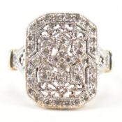 VINTAGE GOLD & DIAMOND PANEL RING