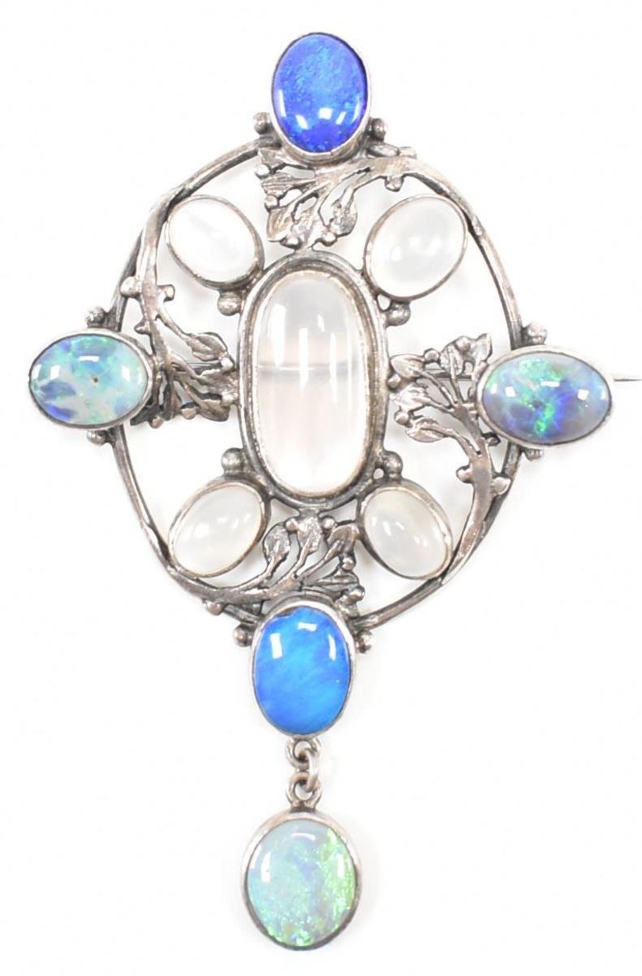 ARTS CRAFTS SILVER OPAL & MOONSTONE BROOCH PIN