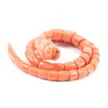 19TH CENTURY CARVED CORAL SERPENT BANGLE