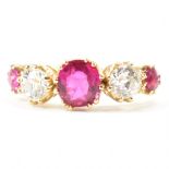 RUBY & DIAMOND FIVE STONE RING