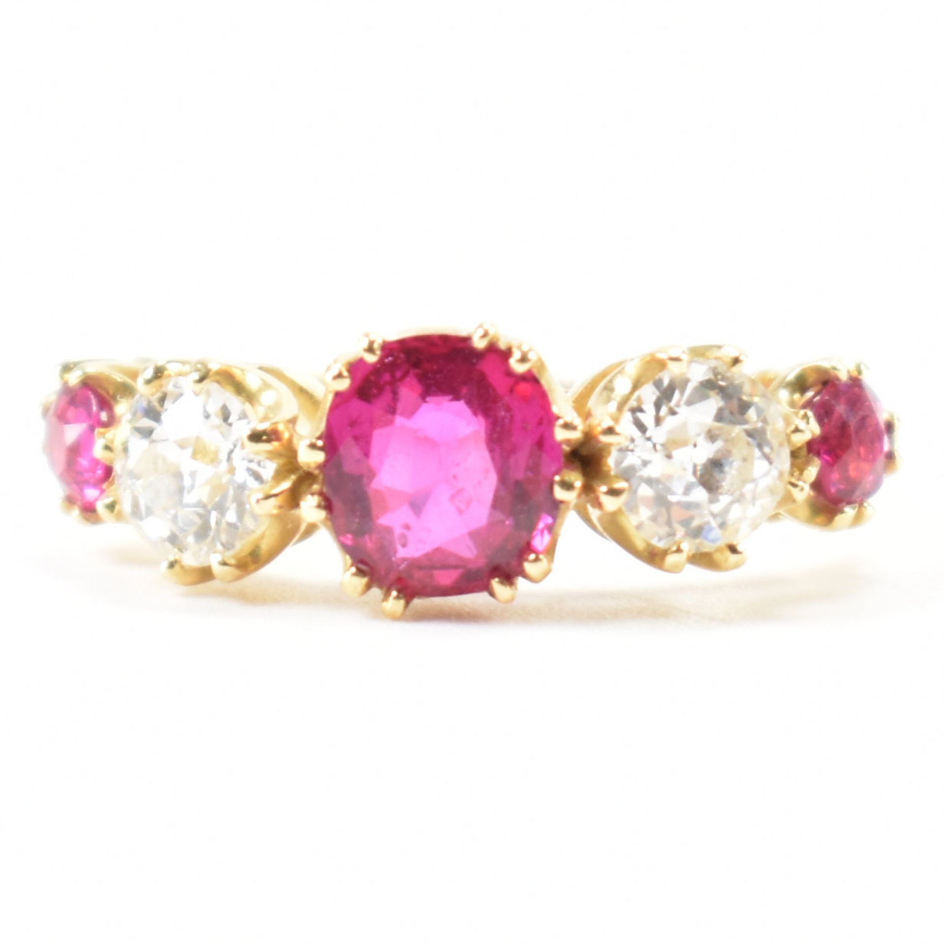 RUBY & DIAMOND FIVE STONE RING