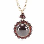 19TH CENTURY ANTIQUE GARNET LOCKET PENDANT NECKLACE