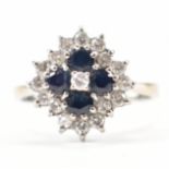 HALLMARKED 18CT GOLD SAPPHIRE & DIAMOND CUSTER RING