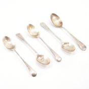 FOUR EDWARDIAN HALLMARKED SILVER TEASPOONS WITH ANOTHER