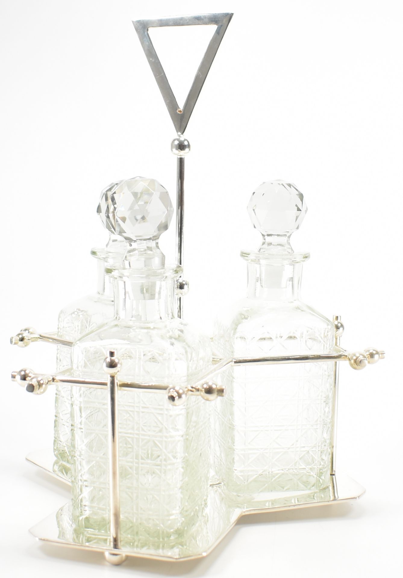 SILVER PLATED THREE BOTTLE TANTALUS - Image 2 of 5