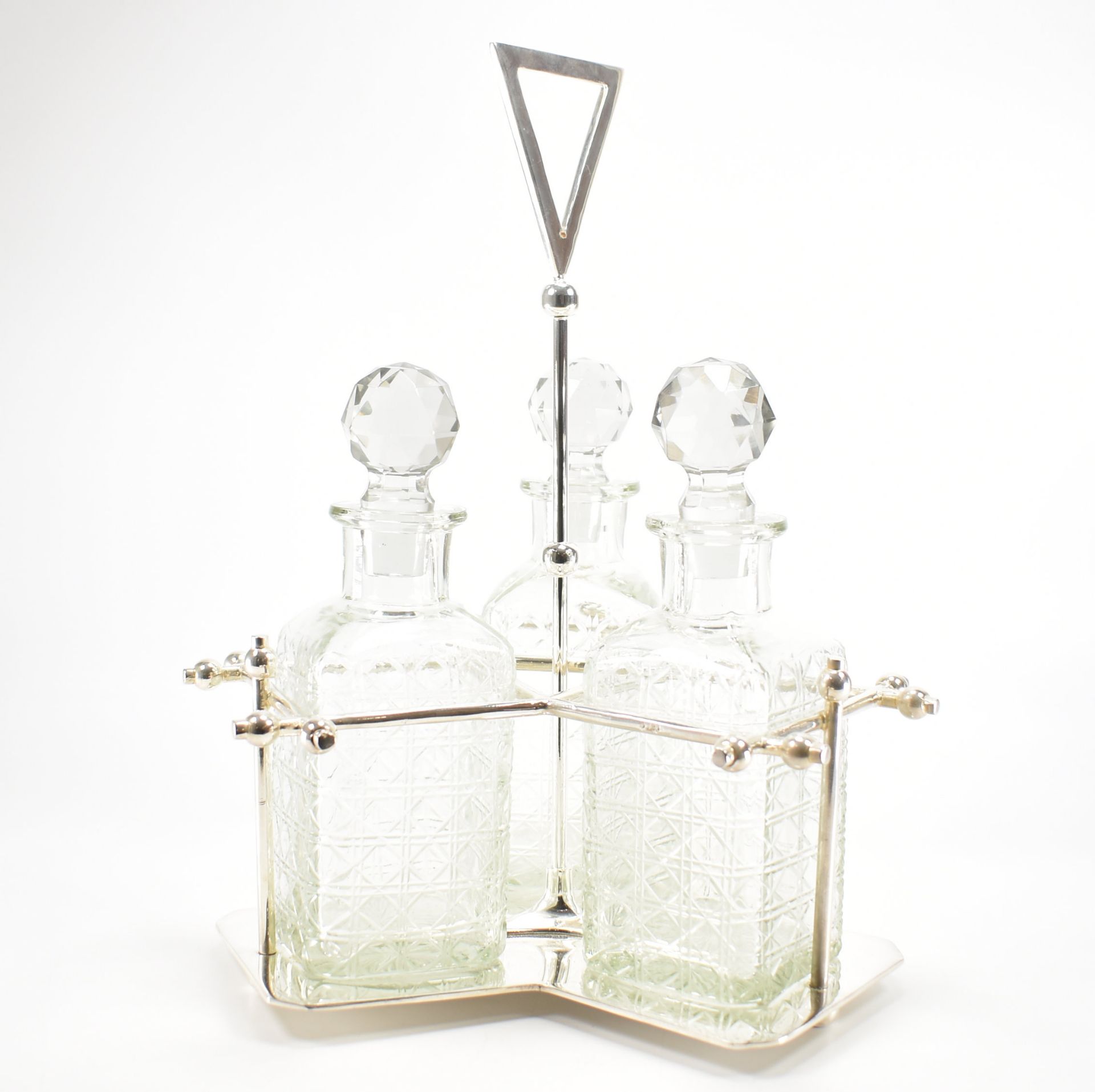 SILVER PLATED THREE BOTTLE TANTALUS