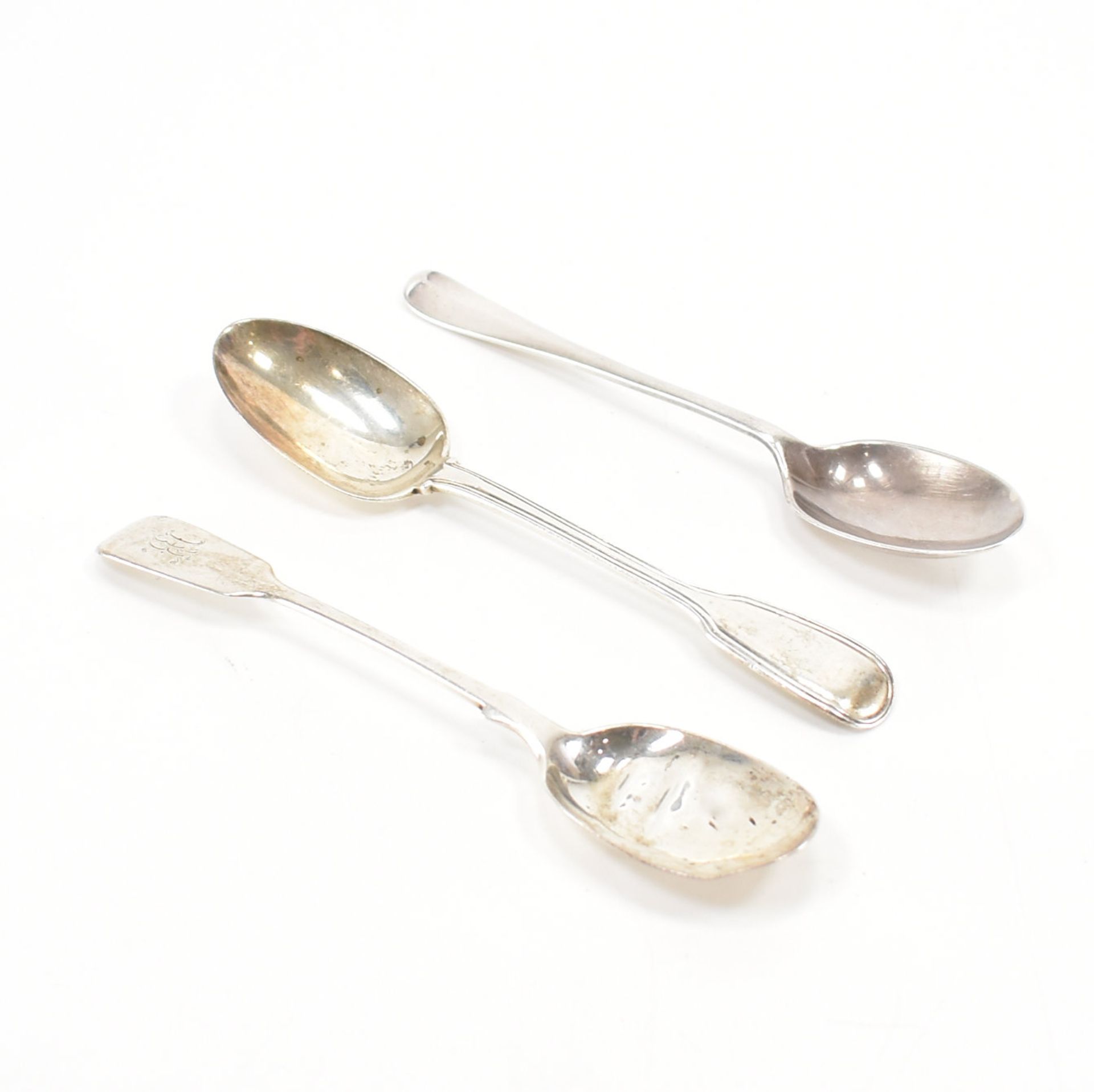 THREE SILVER HALLMARKED ANTIQUE SPOONS