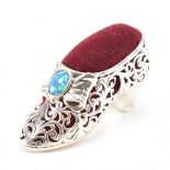 STERLING SILVER & OPAL SHOE PIN CUSHION