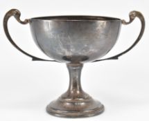 SILVER TWIN HANDLED TROPHY CUP