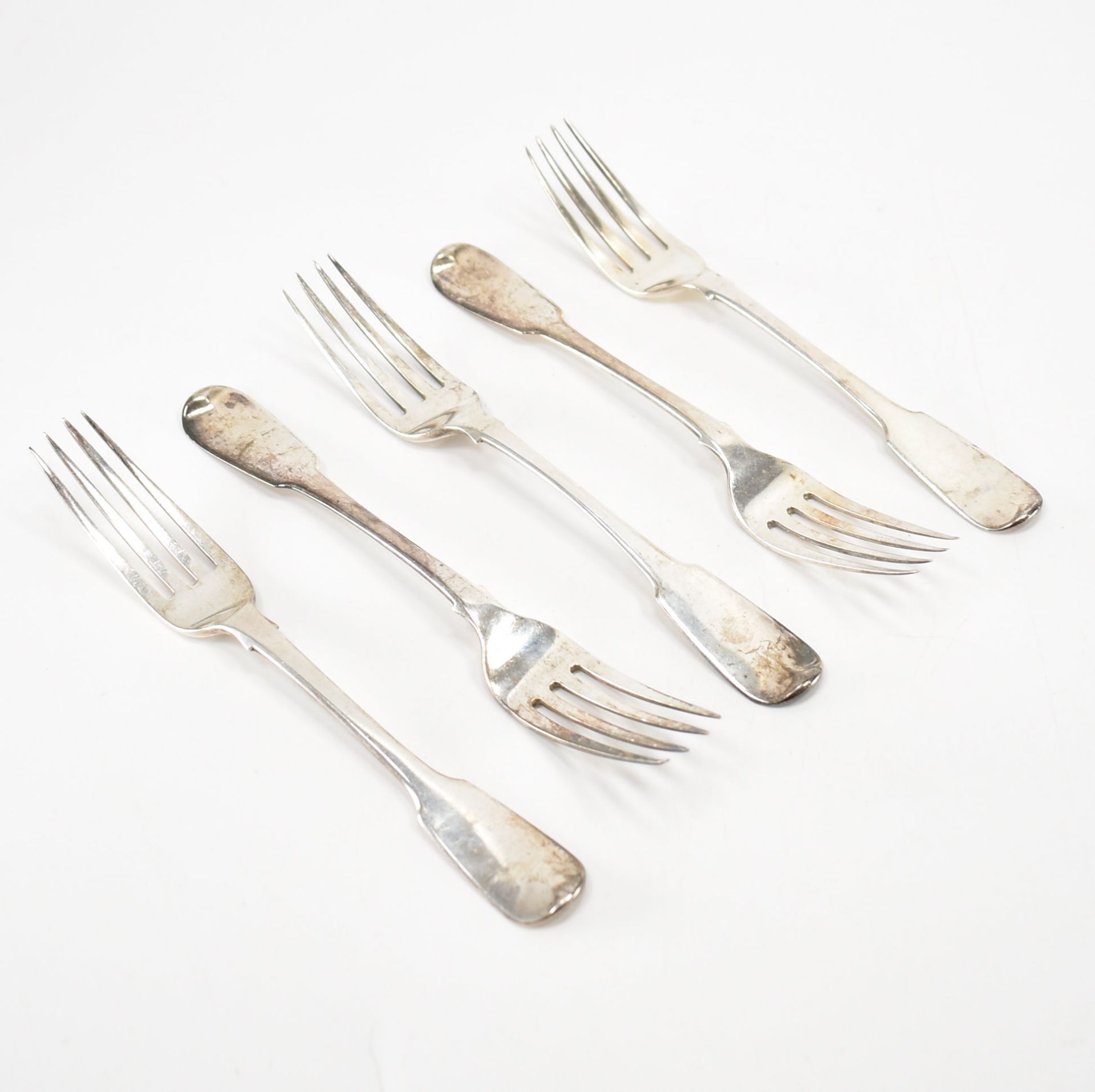 FIVE ANTIQUE SILVER HALLMARKED FORKS