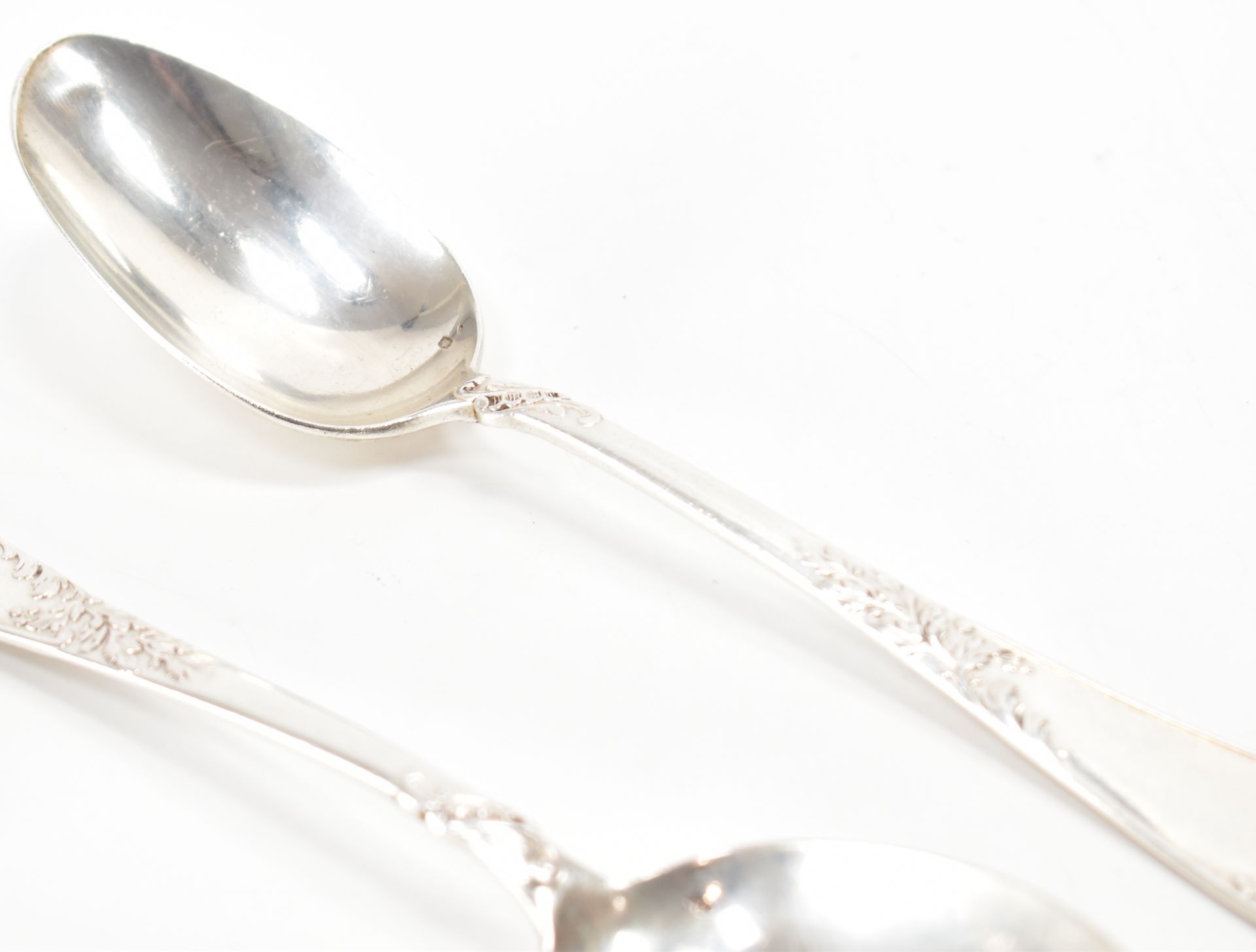 THREE ANTIQUE SILVER WHITE METAL SERVING SPOONS - Image 3 of 6