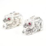 PAIR OF 925 SILVER PLATED RABBIT CONDIMENTS