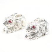 PAIR OF 925 SILVER PLATED RABBIT CONDIMENTS