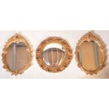 A PAIR OF 20TH CETURY GILT HANGING WALL MIRRORS & CONVEX