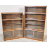 TWO RETRO MID 20TH CENTURY MINTY GLAZED TEAK BOOKCASES