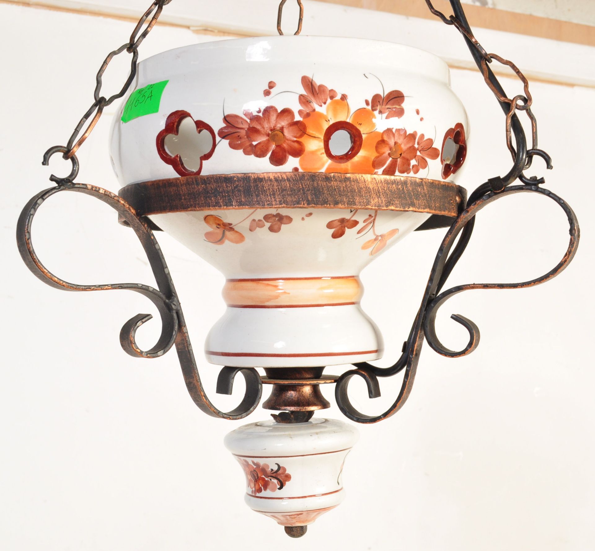 RETRO VINTAGE METAL & CERAMIC PENDANT CEILING LIGHT - Image 2 of 5