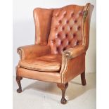 QUEEN ANNE WING BACK LEATHER CHESTERFIELD ARMCHAIR