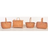 SET OF FOUR VINTAGE WICKER RATTAN PICNIC BASKETS