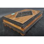 VINTAGE EBONISED WOODEN DESK TOP BOX WITH MOTHER PEARL