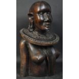 LARGE AFRICAN TRIBAL STATUE BUST - CONGOLESE FEMALE WARRIOR