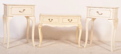 PAIR OF LOUIS XV STYLE BEDSIDES AND A TABLE CABINET