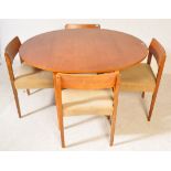 MID 20TH CENTURY TEAK DINING TABLE W/ FOUR CHAIRS