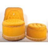 VINTAGE MUSTARD YELLOW BOUDOIR CHAIR AND OTTOMAN