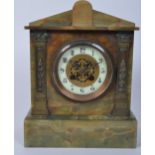 19TH CENTURY FRENCH GREEN AND BRASS ONYX MANTEL CLOCK