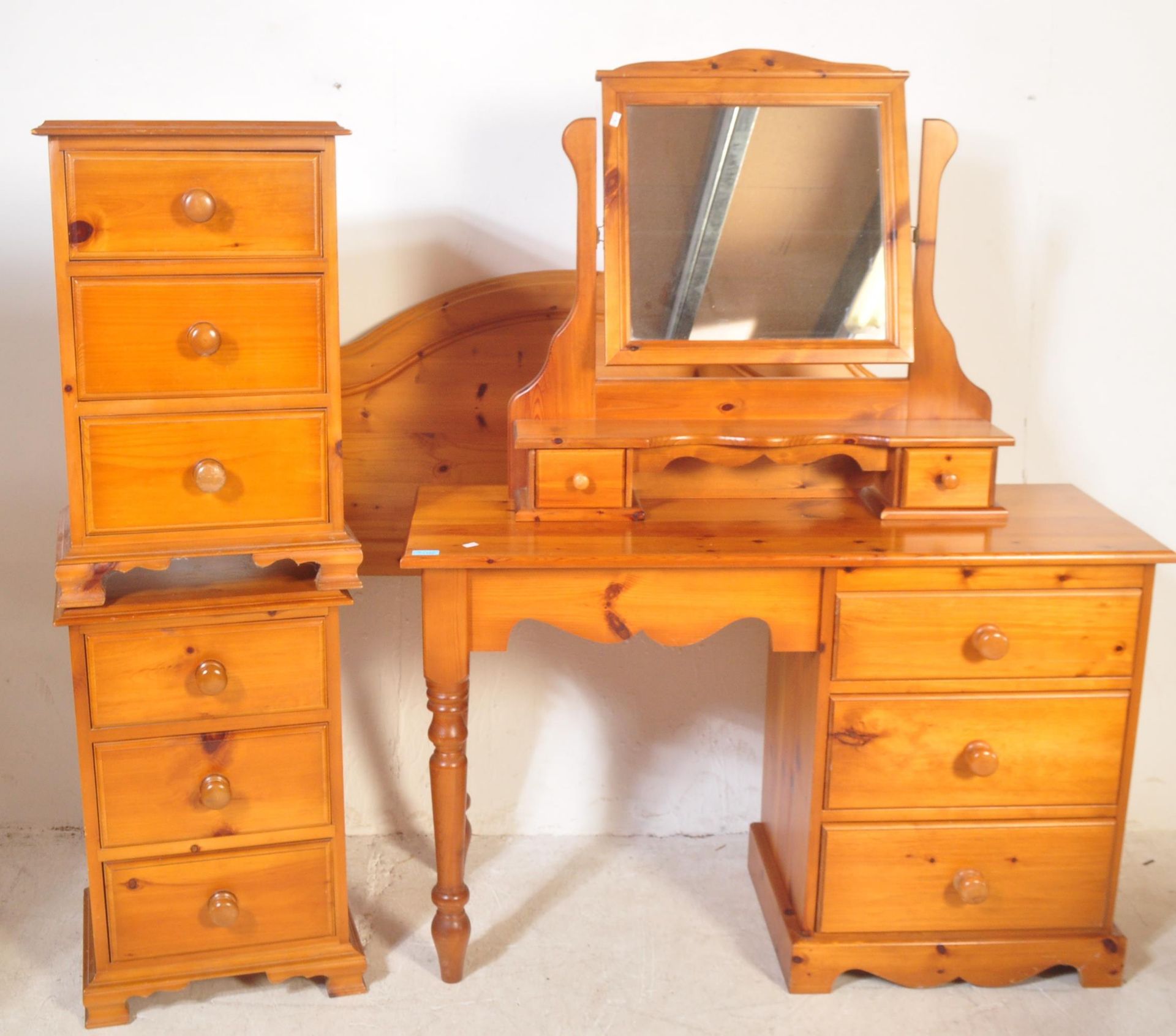 PINE BEDROOM SUITE - DRESSING TABLE & BEDSIDE CABINETS