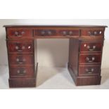 GEORGE III STYLE MAHOGANY & LEATHER TWIN PEDESTAL DESK