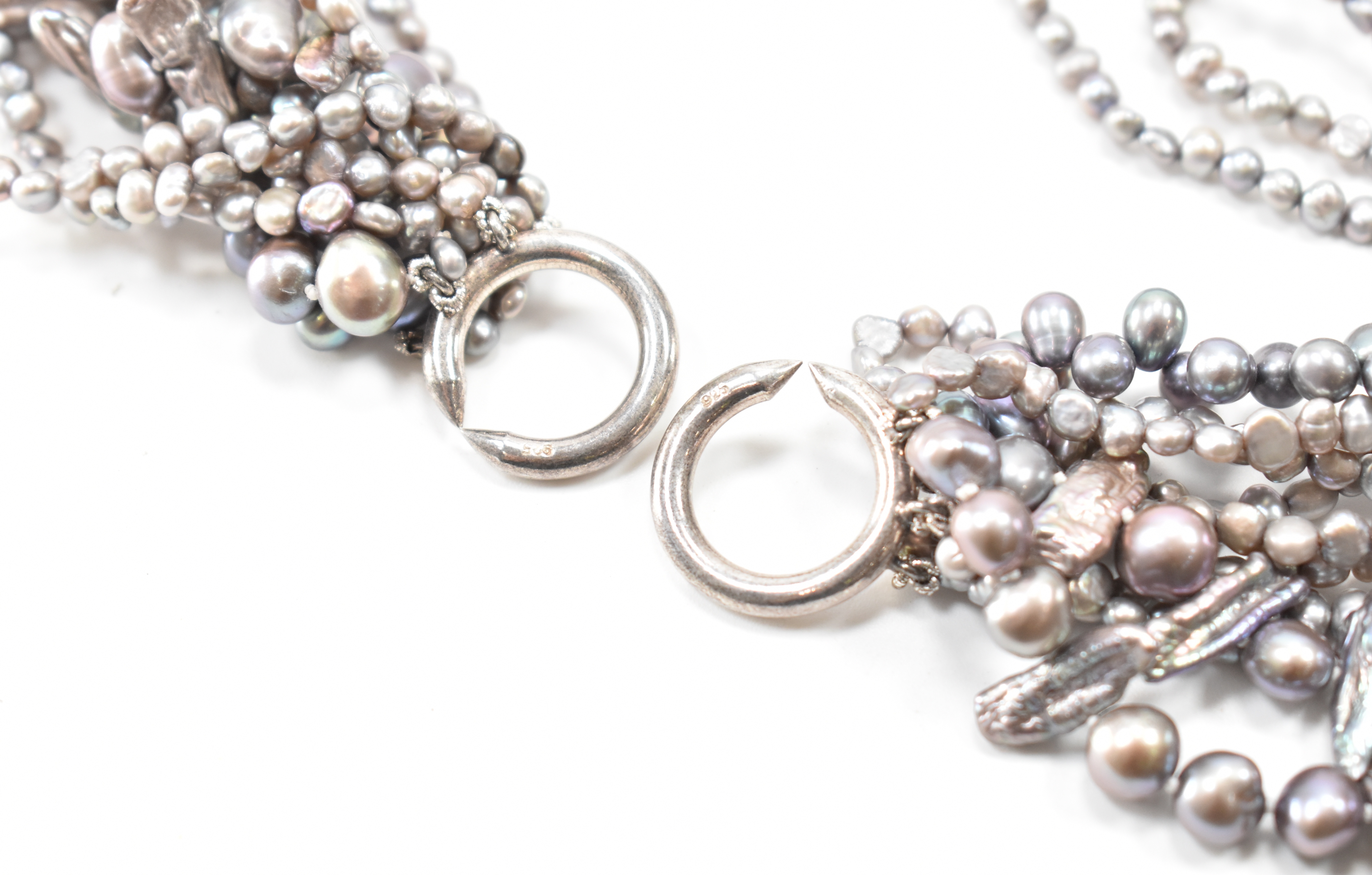 SILVER & CULTURED PEARL NECKLACE - Image 3 of 3