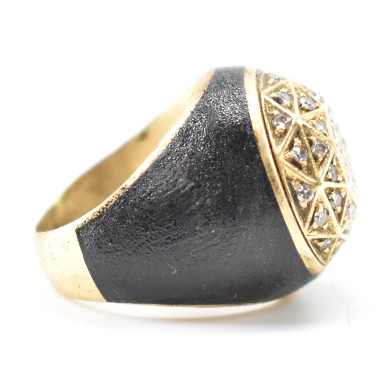 VINTAGE 18CT GOLD DIAMOND & ENAMEL RING - Image 5 of 8