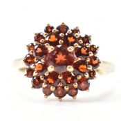 HALLMARKED 9CT GOLD RED STONE CLUSTER RING