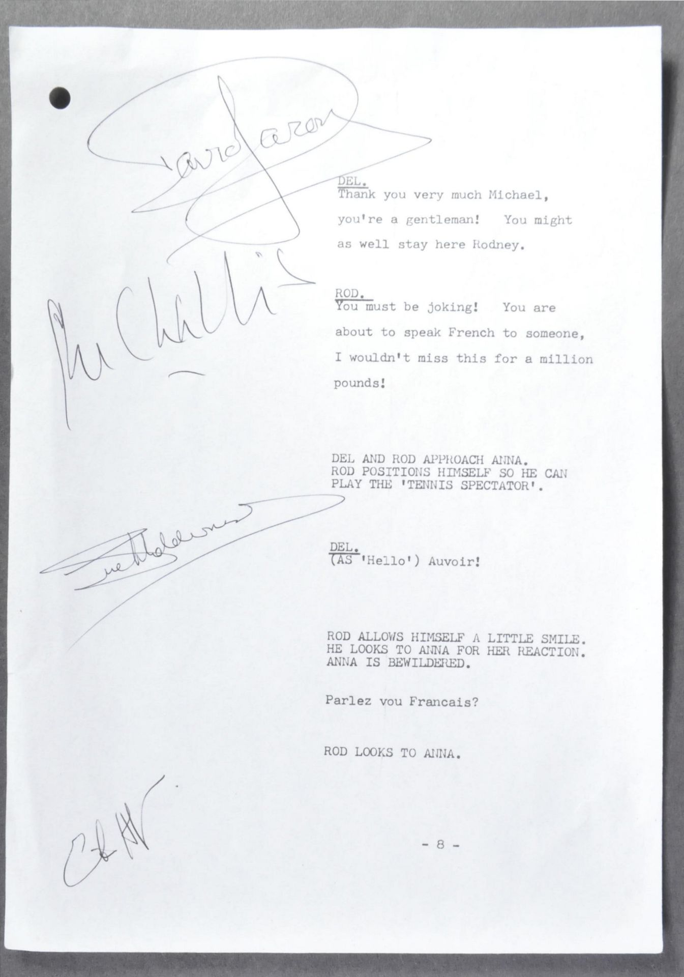 ONLY FOOLS & HORSES - MULTI-SIGNED SCRIPT PAGE - PRUSSIA WITH LOVE