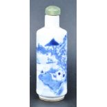 19TH CENTURY CHINESE BLUE & WHITE PORCELAIN SNUFF BOTTLE