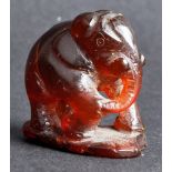 CHINESE HAND CARVED AMBER ELEPHANT FIGURINE