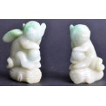 PAIR OF 19TH CENTURY CHINESE CARVED JADE FIGURINES