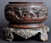 19TH CENTURY CHINESE HAND CARVED WEI QI COUNTER POT