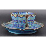 19TH CENTURY CHINESE CLOISONNE TEACUP & SAUCER