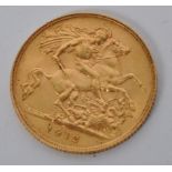 22CT GOLD 1912 GEORGE V HALF SOVEREIGN COIN