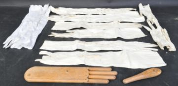 ASSORTMENT OF EARLY 20TH CENTURY WHITE GLOVES - LEATHER & SILK