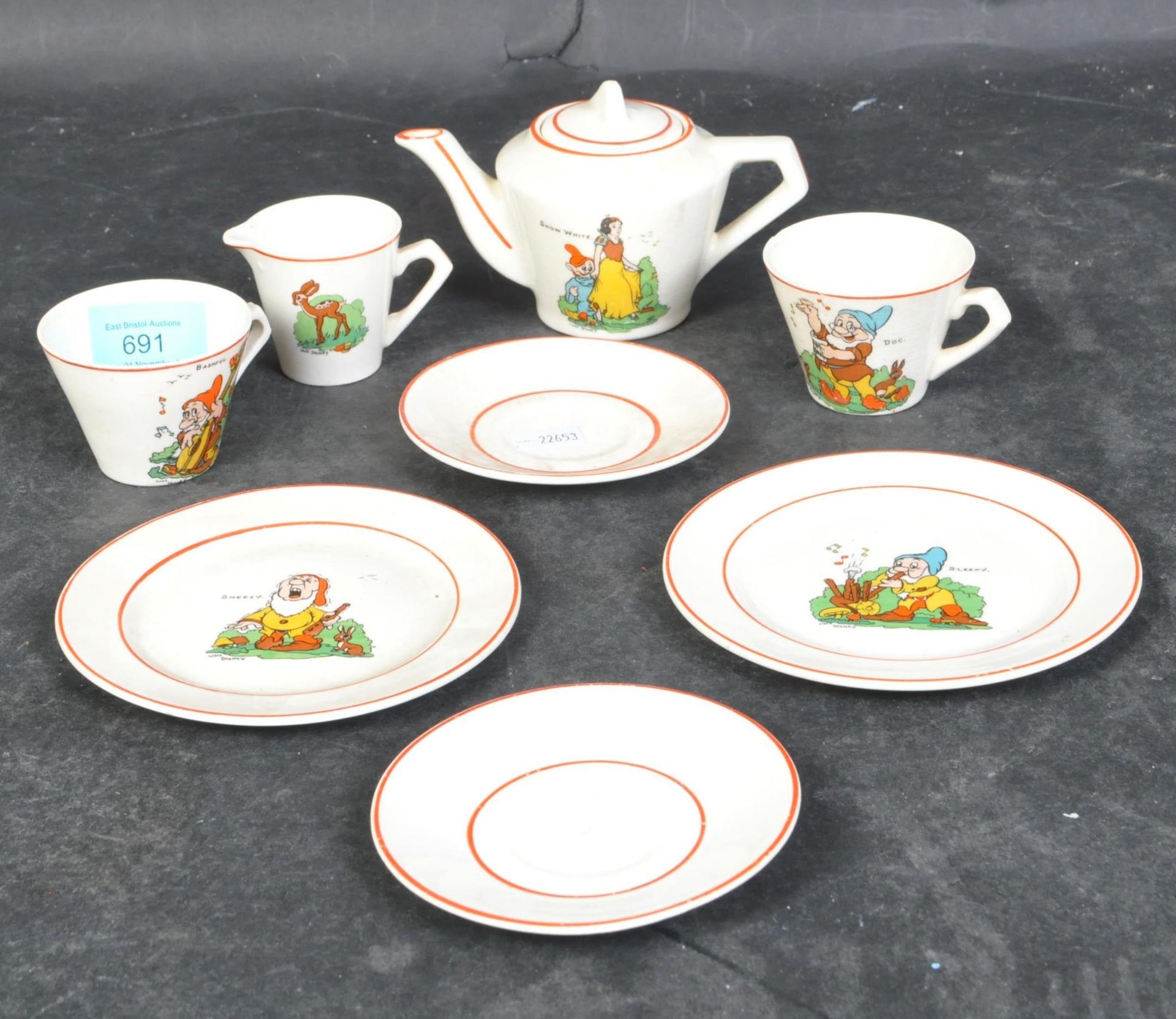 WADEHEATH DISNEY POTTERY CERAMIC MINIATURE TEA SET