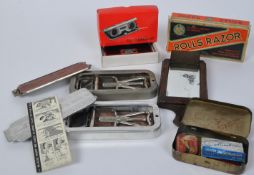 CIRCA 1930S POCKET RAZORS WITH MIRROR