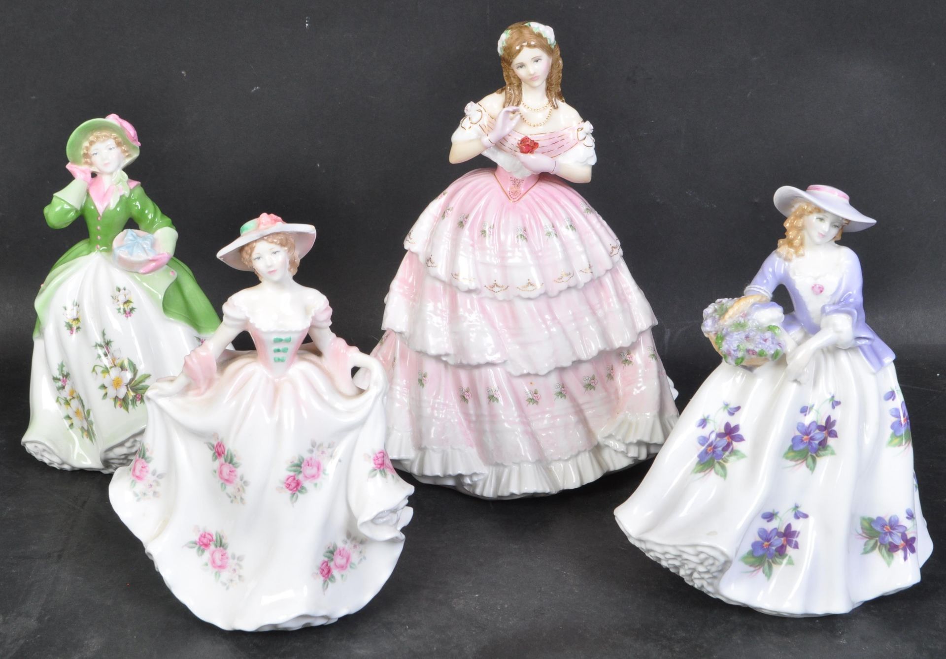 THREE ROYAL WORCESTER FIGURES W ROYAL DOULTON LADY