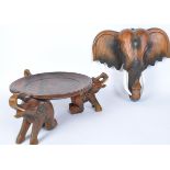 TWO PIECES OF SCHLEIK CARVED ELEPHANT HARDWOOD
