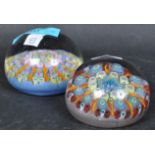 TWO VINTAGE MURANO STYLE ITALIAN MILLEFIORI GLASS PAPERWEIGHT