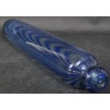 VICTORIAN NAILSEA GLASS ROLLING PIN IN COBALT STRIPES